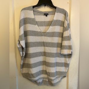 Oversized Striped Sweater from Express - size M - White and Grey - Used